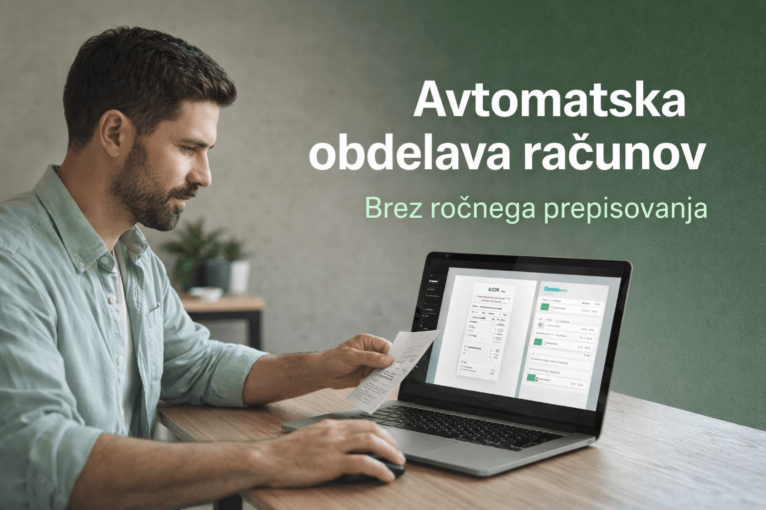 Avtomatska obdelava prejetega računa (PDF ali slika) z AI v aplikaciji Račun123