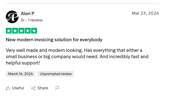 Trustpilot mnenje uporabnika Račun123