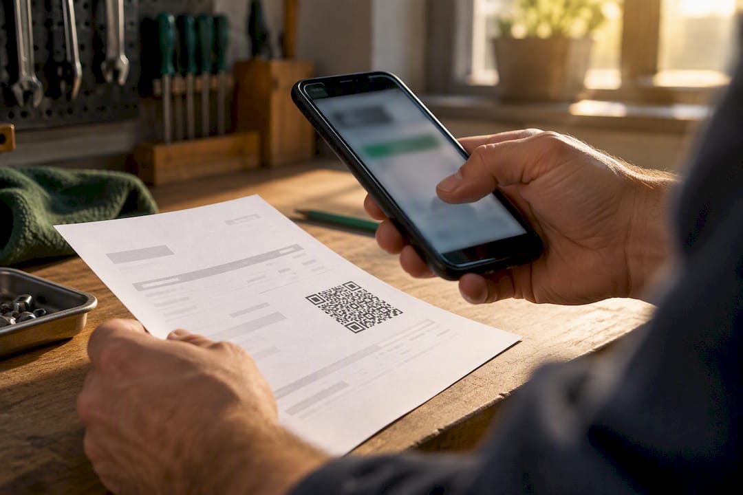 Telefon prebere UPN QR kodo na računu